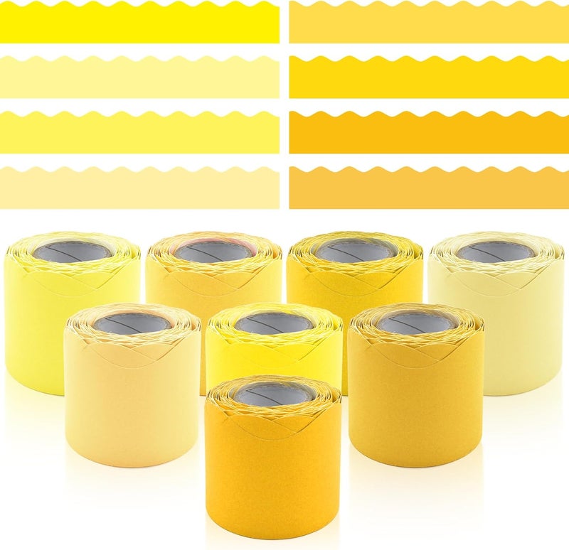 DASTTUIS 8 Rolls 262.4 Ft Yellow Bulletin Board Borders - Yellow Bulletin Board Borders for Classroom, School & Office Decor - Bulletin Boards Decorations - Bulletin Boards Trim - Image 1
